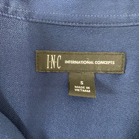 Blue Satin Button Down - Picture 3 of 6